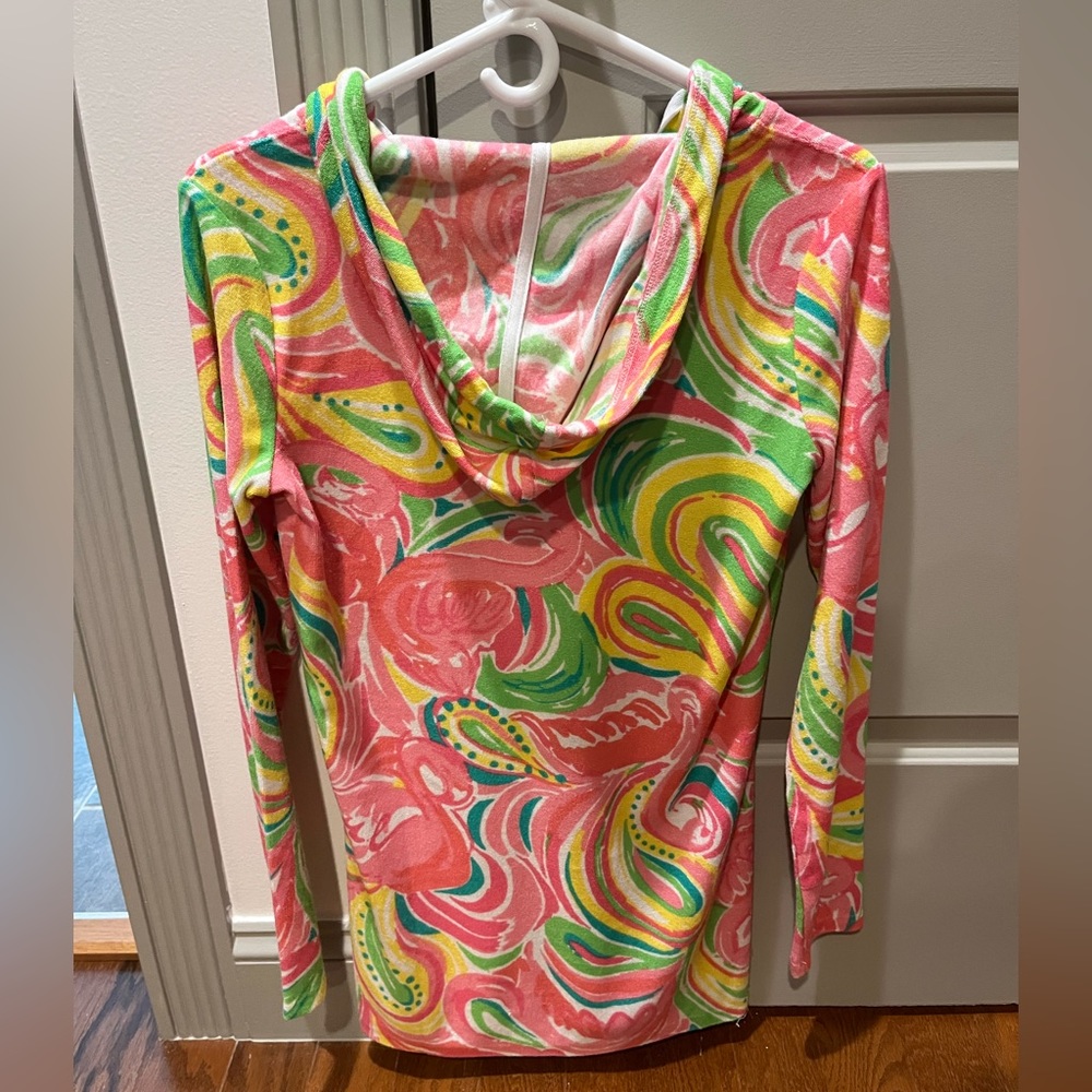 Lilly Pulitzer Pink Multi Swirl V-Neck Hoodie - Picture 2 of 3